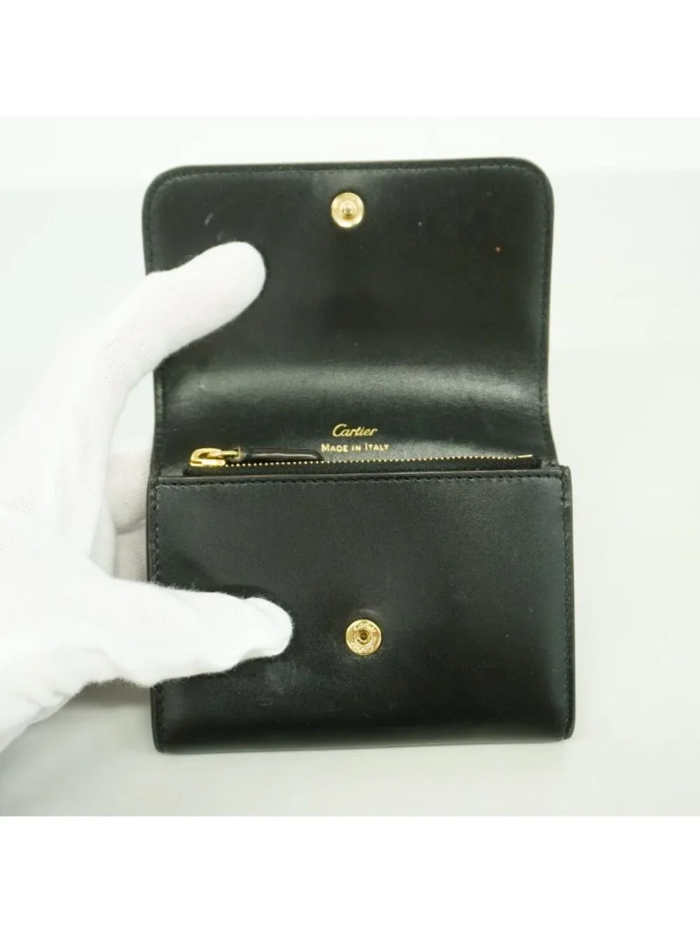 Cartier Coin Case Leather Black Gold